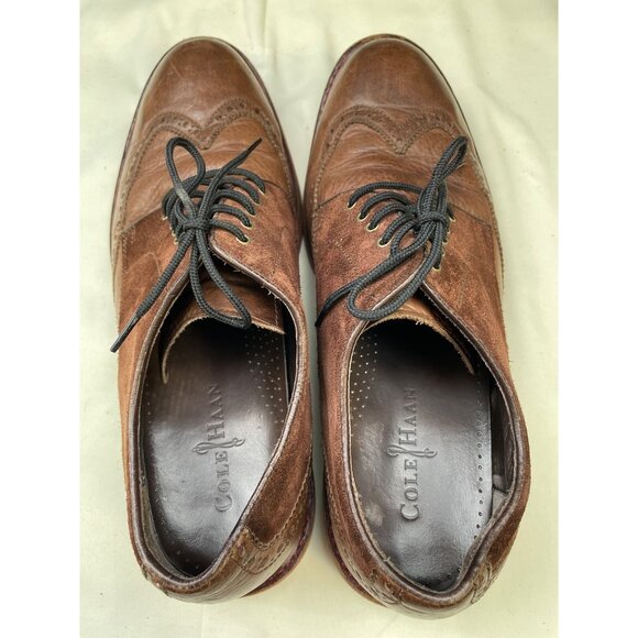 Cole Haan Men\'s Brown Leather& Suede Wing Tip Shoes / Oxfords Size 10M SKU 5698 main image 5